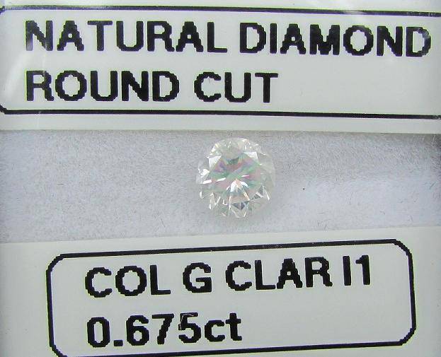 **NATURAL DIAMOND** SPARKLING [0.675ct] ROUND CUT [COLOUR G] DIAMOND
